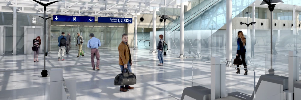 Vue 3D de la gare de Paris-Charles de Gaulle