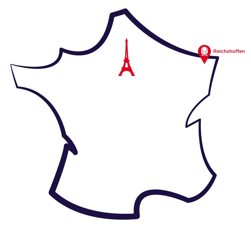 Emplacement de l'usine de Reichshoffen à l'Est de la France